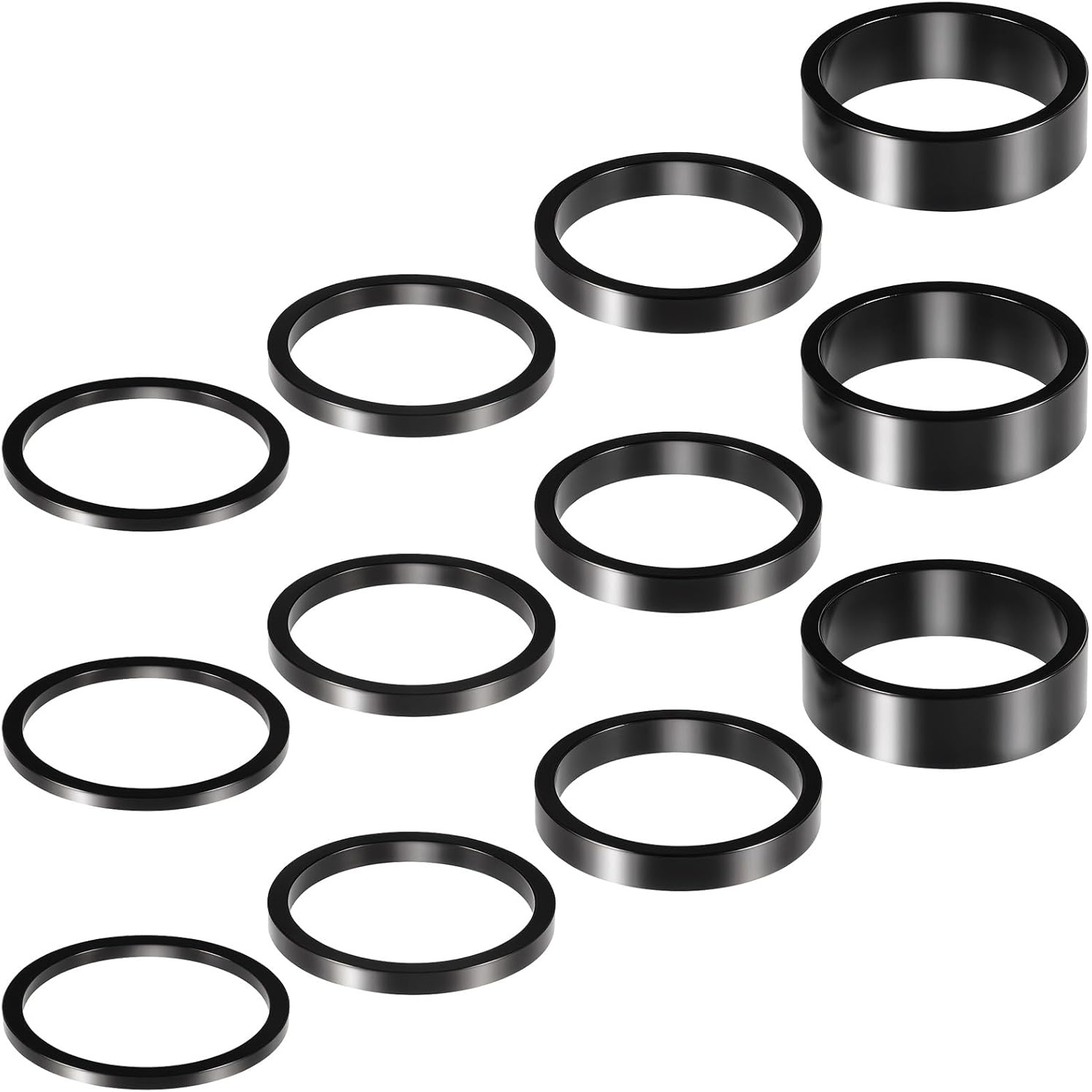 TEMU 12pcs Bicycle Headset Spacer, Aluminum Alloy Headset Spacers, 4 Sizes Bike Stem Spacers, High Strength, Free Combination, Suitable For Mountain