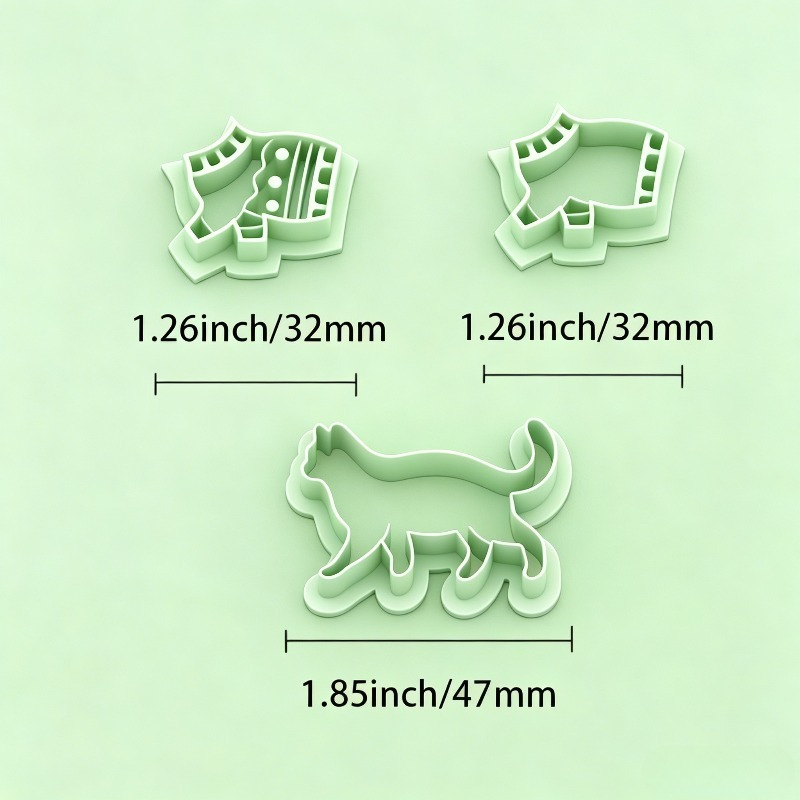 TEMU 3pcs Cat-shaped Clay Cutters Suitable For Diy Bohemian Hollow Earrings & Polymer Clay Jewelry Making - Plastic Craft With Hollow Templates, Cat