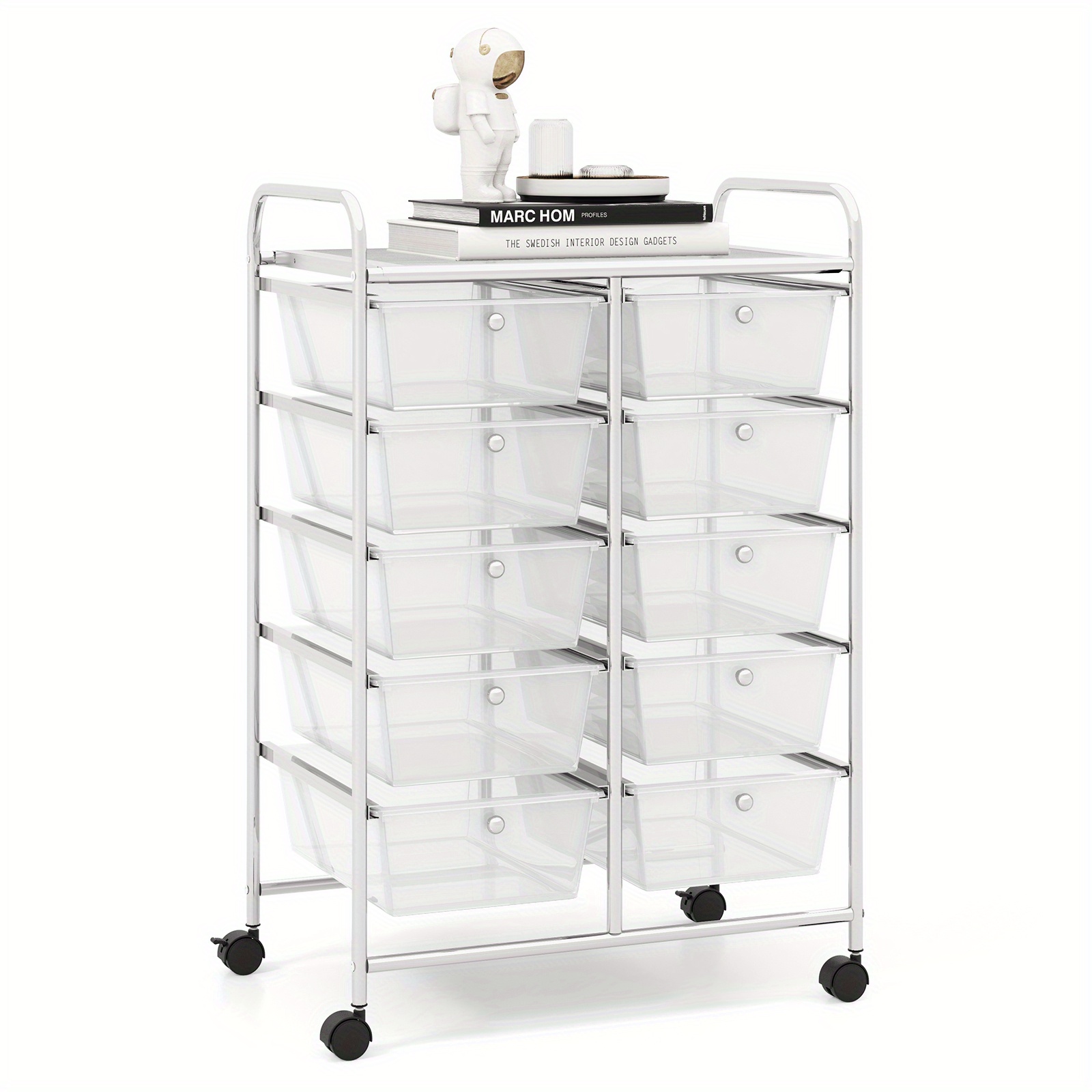 10-drawer Rolling Storage Cart, Tools Paper Organizer On Wheels, Multipurpose Movable Utility Cart For School, Office And Home