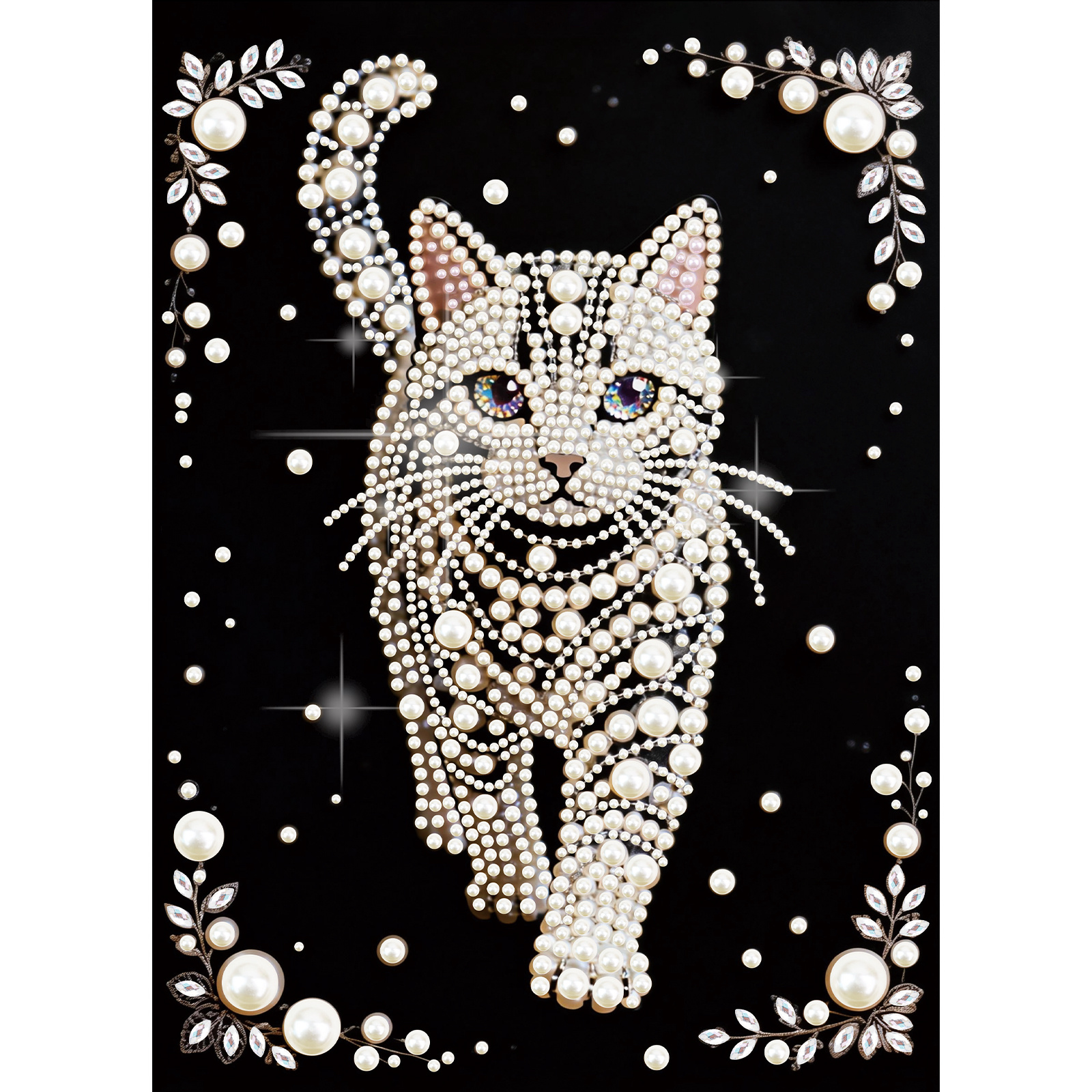 Image of Adult Cat Pattern Diamond Painting Kit, Round Semi-pearl Rhinestones, 15.7x11.8 Inches Craft, Home Wall Decor, Suitable For Beginners