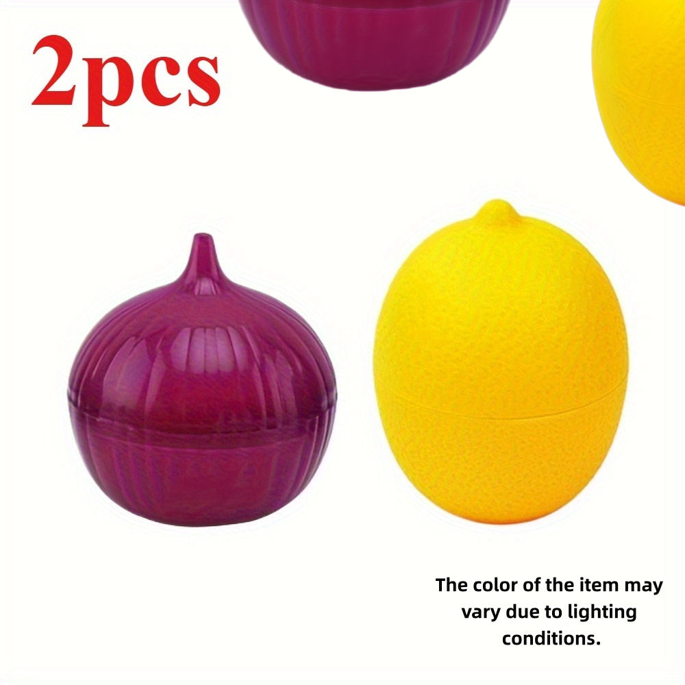 TEMU Lemon And Onion-shaped Plastic Food Storage Container, Multi-functional Design, Freezer-safe, Lid, Hand Wash Only, No Electricity Required;