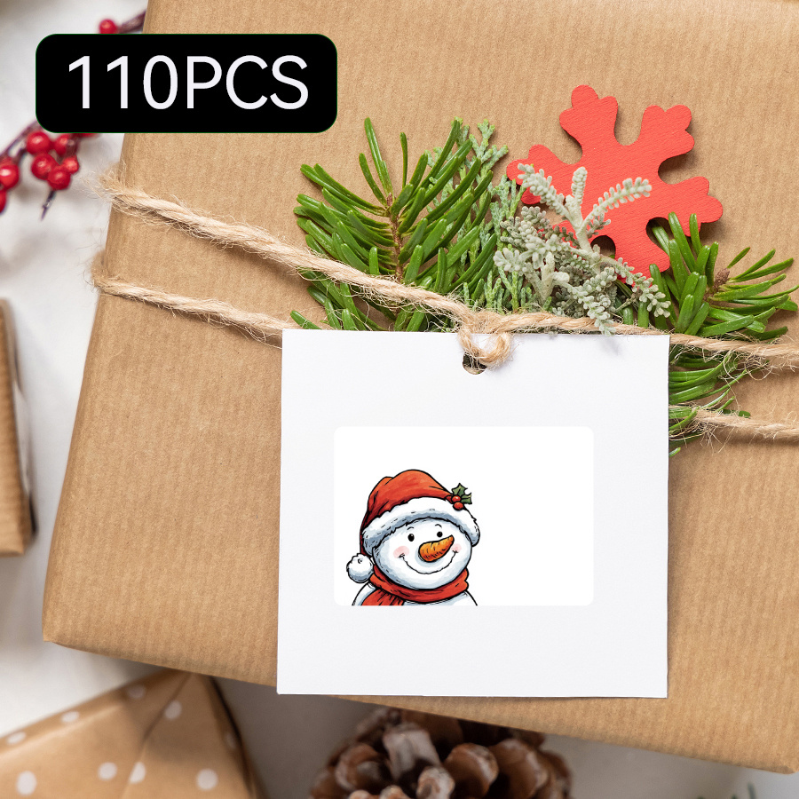 TEMU 110 pièces par rouleau, 6,2×4,3 cm, Étiquettes-cadeaux de Noël, Étiquettes de Noël inscriptibles, Étiquettes pour cadeaux de Noël, Autocollants