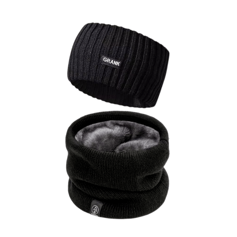 TEMU Women Winter Ponytail Headband And Neck Warmer Set, Thick Ribbed Ear Warmers Head Wrap, Cold Weather Outdoor Running Ski Neck Gaiter 2pcs