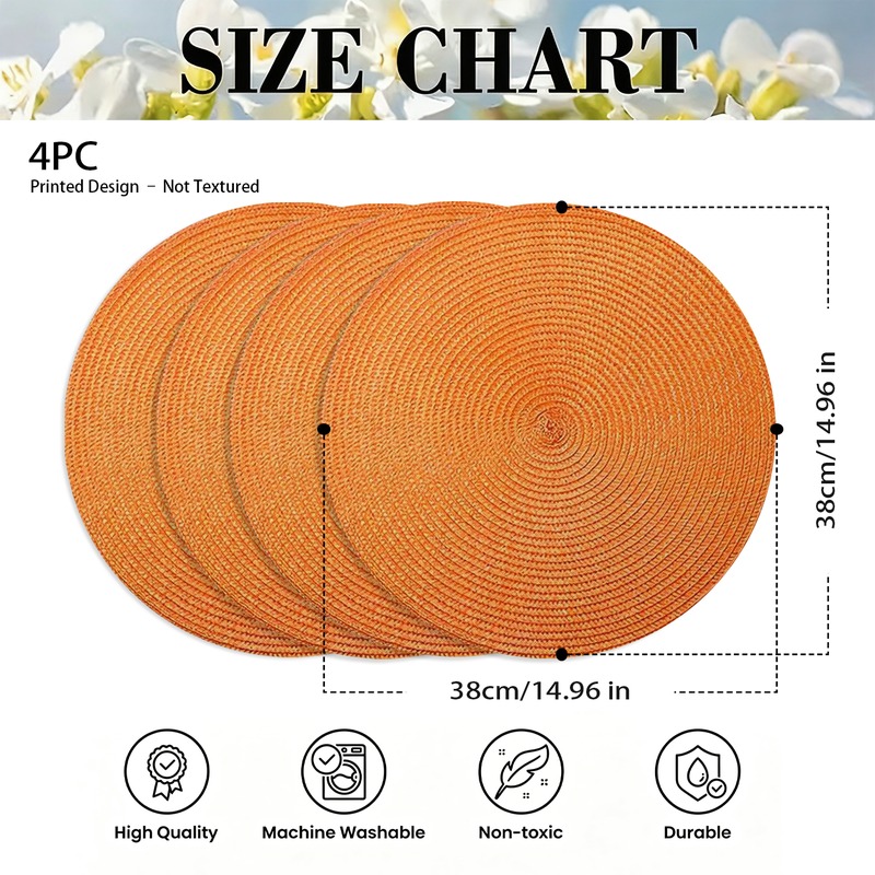 TEMU Ensemble de 4 présentoirs ronds orange, faciles à nettoyer et isolants thermiquement, couleur citrouille, parfaits pour la décoration de table,