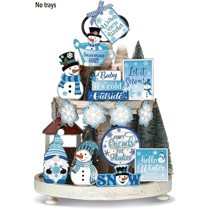 TEMU Ensemble de décoration d'hiver et de Noël pour plateau à étages, 15 pièces, pour diverses pièces - de neige, , de neige - Centre de table