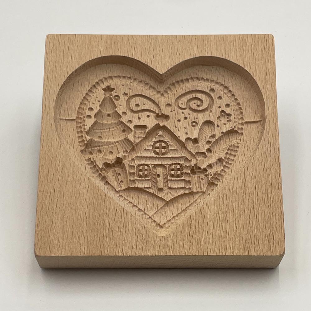 TEMU Christmas Heart House, Gingerbread House, Vintage Cottage, European-style Wooden Building Cookie Cutter, Durable Wooden Structure, Home Use