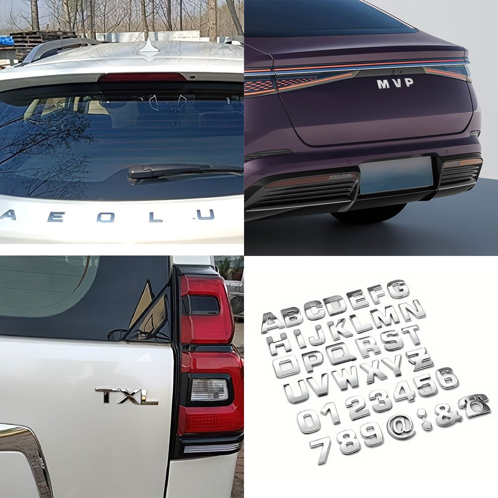 Image of 40pcs Car Body Decoration Stickers, Car Badge Letter Number Stickers, 3d Chrome Digital Symbols, Logo Stickers - Suitable For Car Logo Emblems, Parking License Plate Numbers