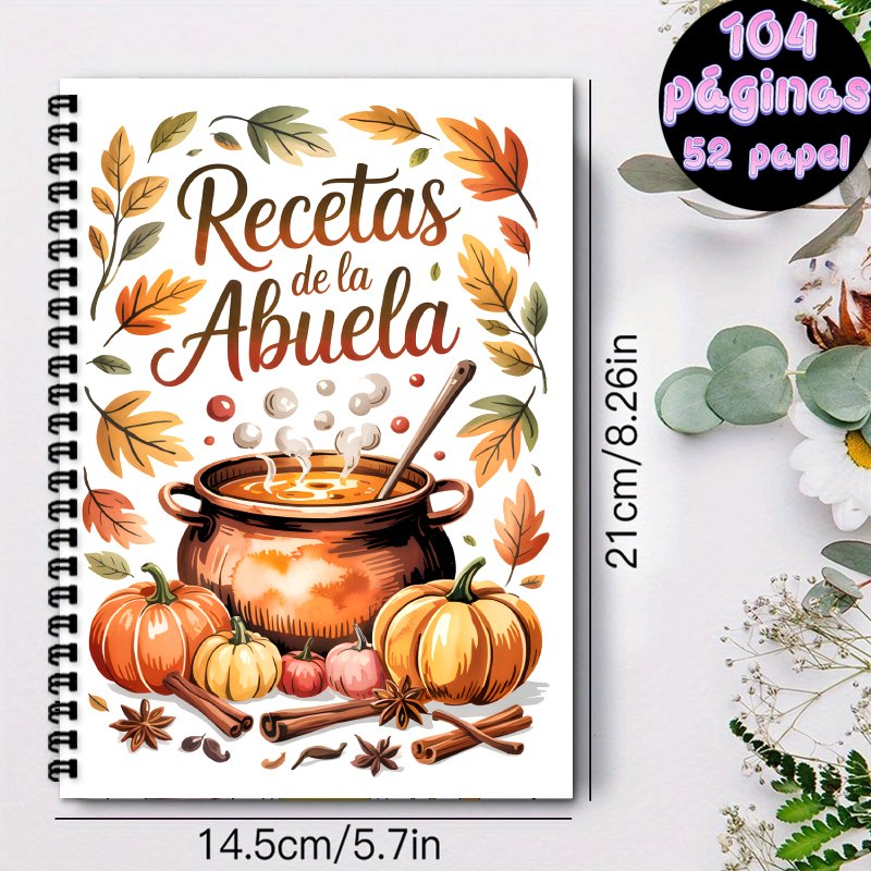 TEMU 1 , Cuaderno de Recetas Español A5, Libro de Recetas Personal con Encuadernación en Filamento en , Adecuado para , Horneado y para Chef Caseros,