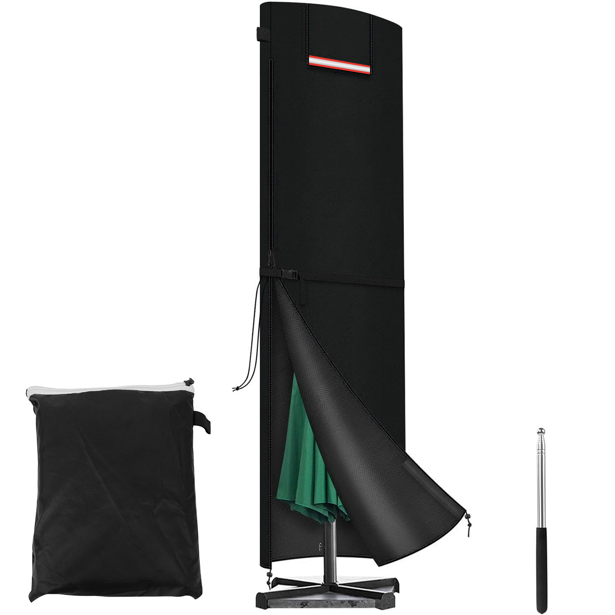 Image of Outdoor Cantilever Parasol Cover With Brace Rod, Protective Cover, Large Parasol Cover With Drawstring And Fixed Socket Vent