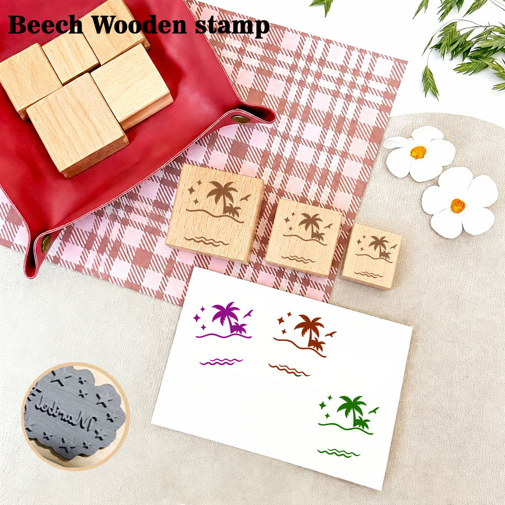 Wood Stamp for Journals with Palm Tree Design