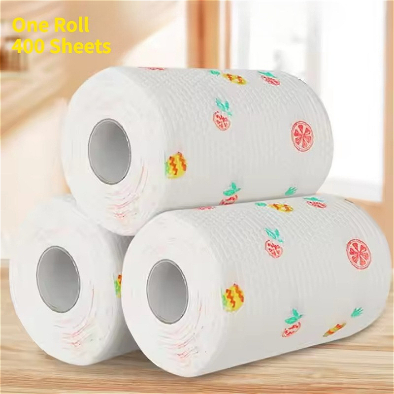 TEMU 400pcs Per Roll Lazy Rags, Disposable Kitchen Cleaning Cloths, Washable Wet And Dry Towels, Dishwashing Cloths, Oil Rags, Oil Removal Wipes,