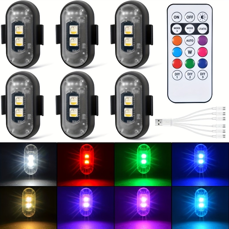 2pcs led decorative lights with 8 gradient flashing   usb rechargeable ambient lighting rgb neon lights   remote control suitable for     such as cars motorcycles trucks bicycles etc