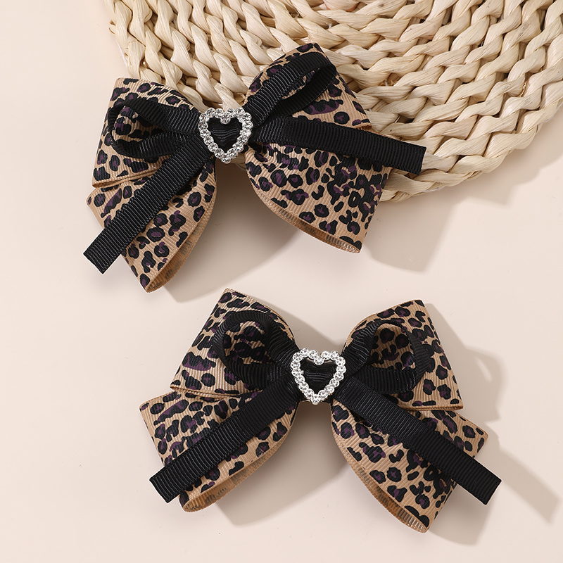 TEMU 2pcs Of Brown Leopard Print Bow Hair Clips, Elegant And Stylish Hairpins For Women