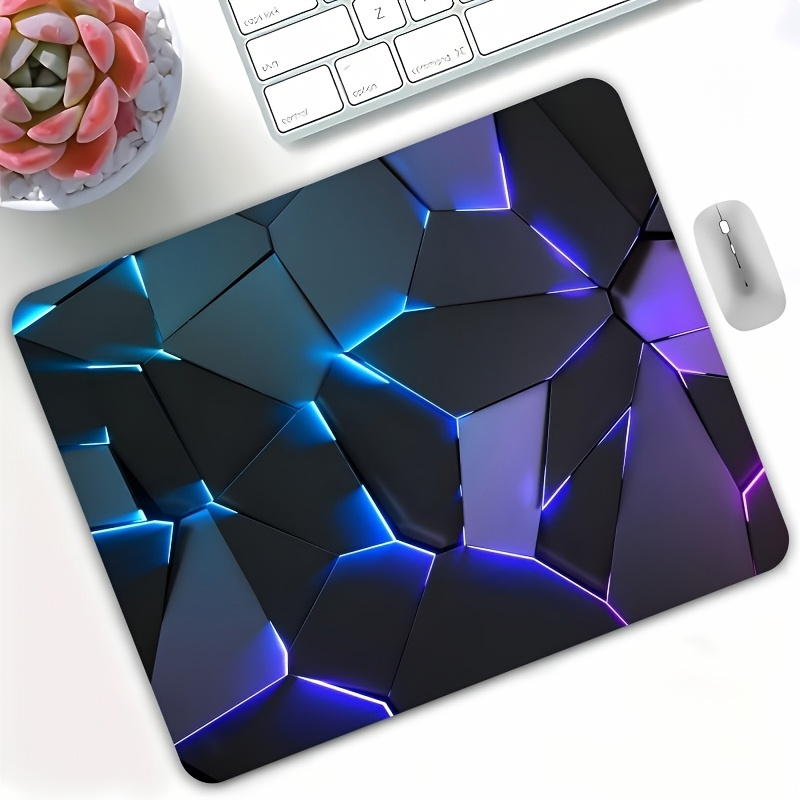 1pc Geometric Print Non-Slip Rubber Base Mouse Pad - Smooth Surface, Blue & Purple Design for Office, Laptop, Desktop - Stylish Desk Accessory, Mouse Pads for Desk, Office Accessory, Sleek Accessory, Modern Aesthetic, Highquality Material, Durable Surface