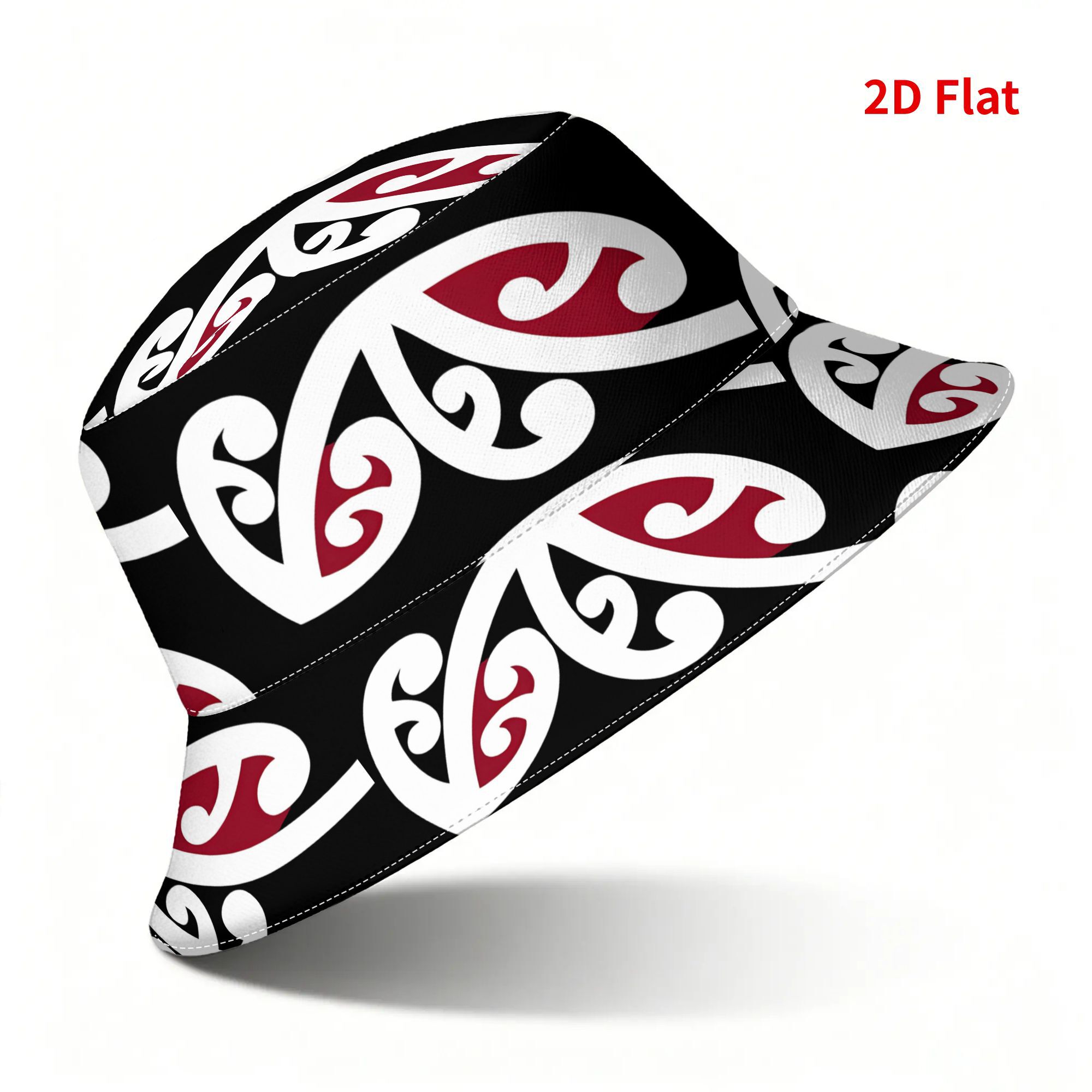 TEMU Maori Tribal Print For & - 2d Tribal Design Beach Hat With Maori Patterns, Sporty Suitable For Surfing, Casual Wear, Cultural, For Daily Use And