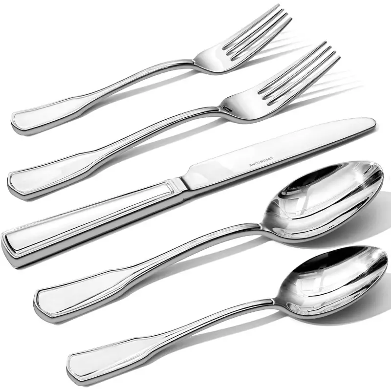 20pcs stainless steel silverware set 1810 flatware cutlery dishwasher safe varnished tableware for use forks knives spoons and chopsticks restaurant tableware elegant tableware durable cutlery Product details 0