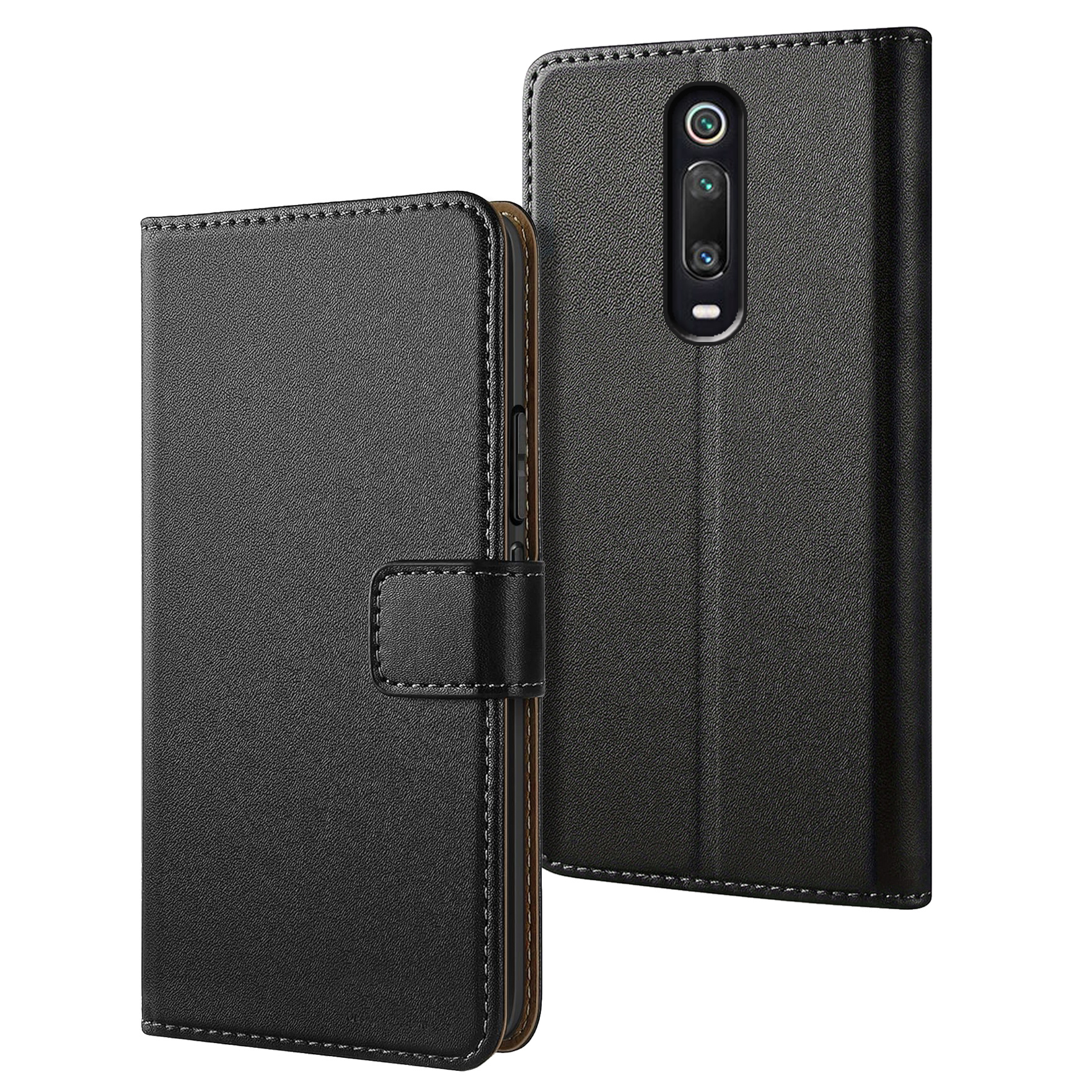 TEMU Phone Case: Compatible With Xiaomi Redmi K20 / K20 Pro / Mi 9t Case With Kickstand Black Pu Leather Wallet Card Slot Flip Protective Phone Case