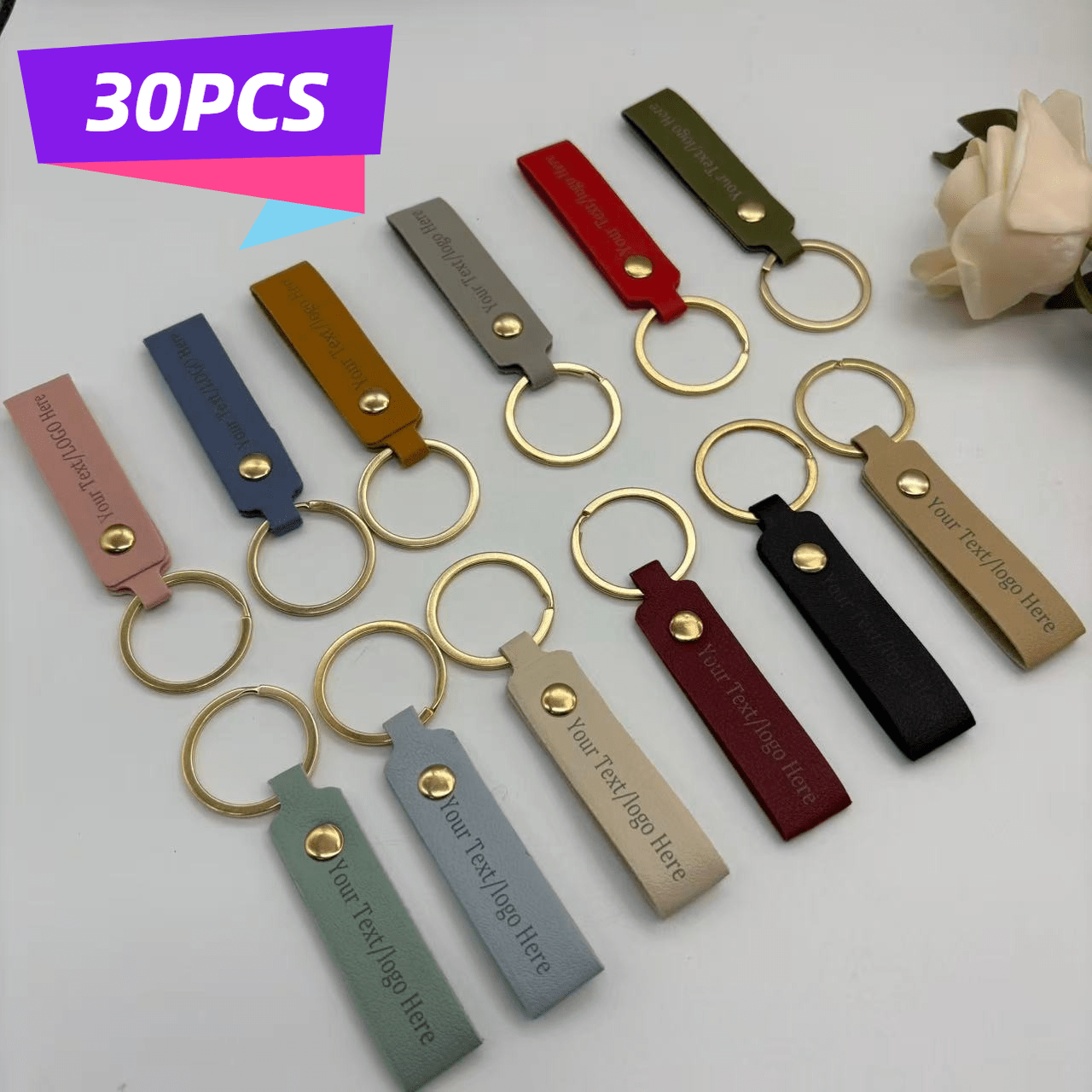 TEMU Kit de 30 porte-clés personnalisables avec laser, anneaux porte-clés, étiquettes d'identification personnalisées, étiquettes - pour cadeaux de
