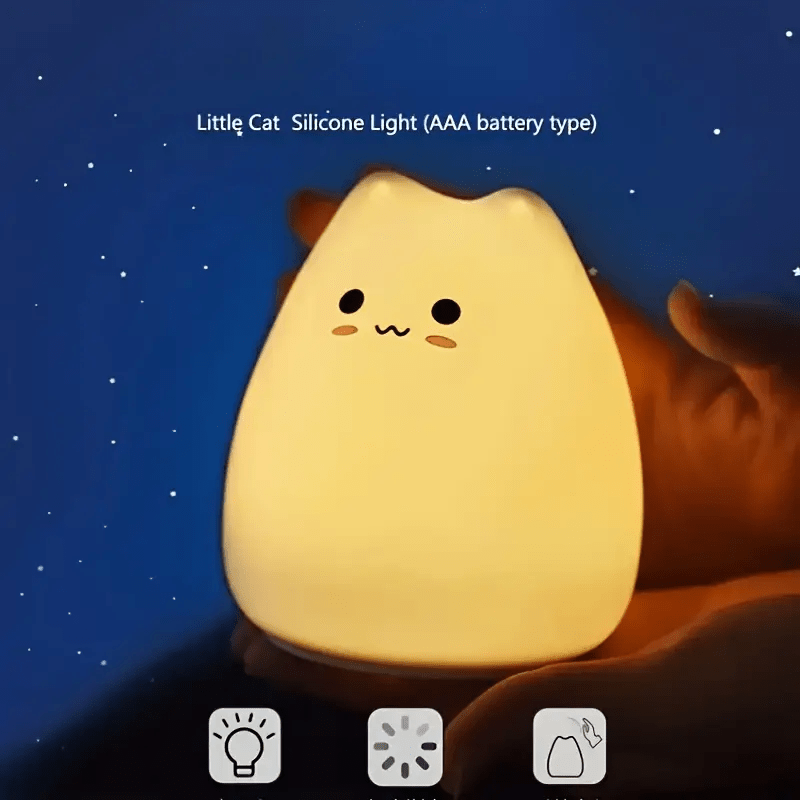adorable cat night   activated usb powered bedside lamp with warm white multicolor   cute blush     room or cozy bedroom ambiance durable animal themed decor Product details 8