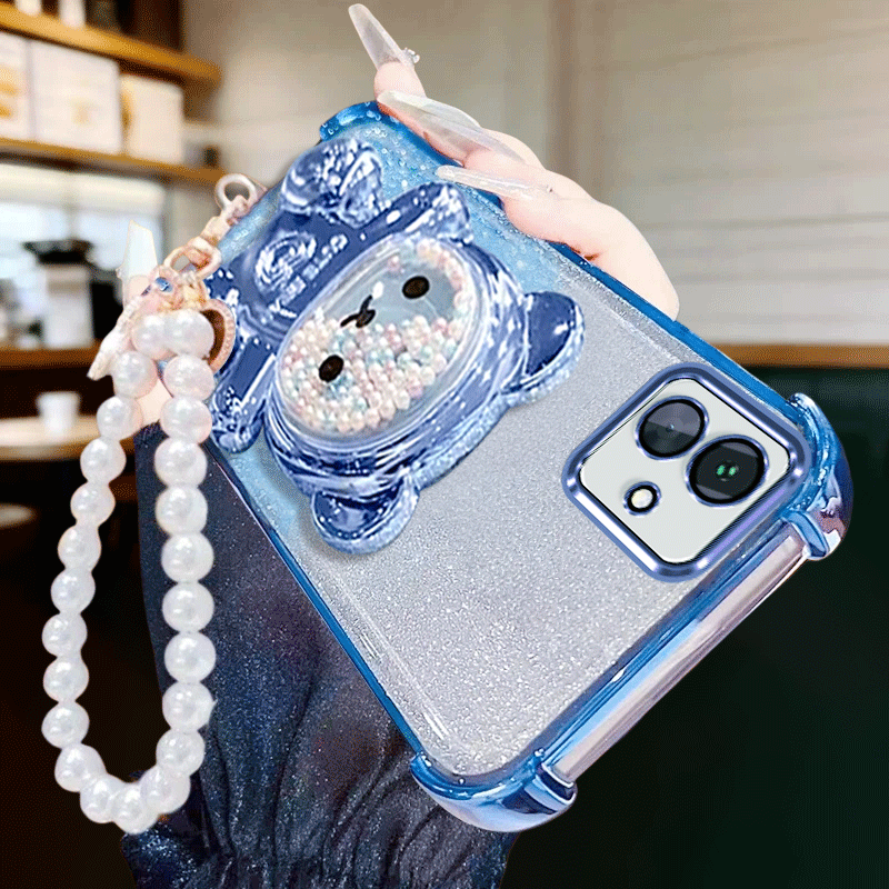 TEMU Phone Case - Phone Case Suitable For A07 A06 A05 A04 A04e Cute Bead , Foldable Stand, Lazy Stand, Luxurious Gradient -absorbing Phone Case, Soft