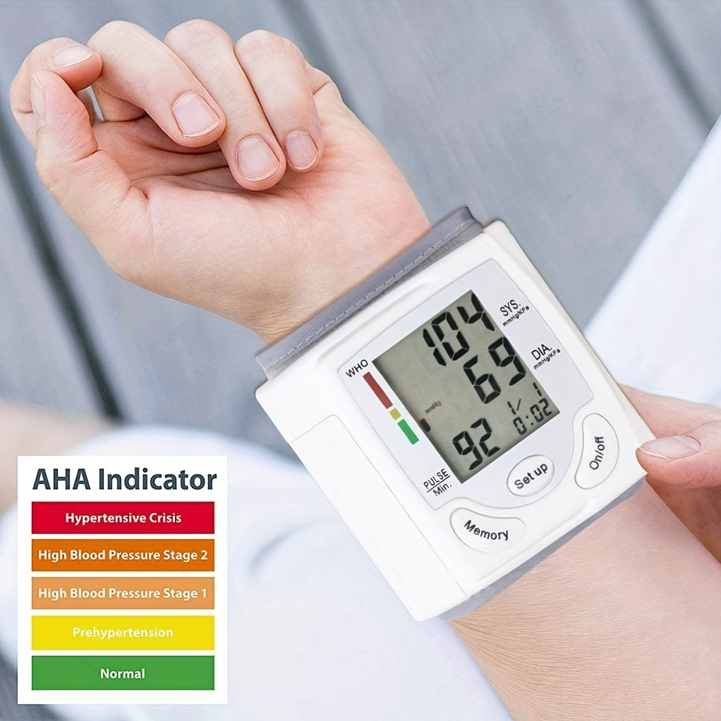 automatic wrist   with adjustable cuff home bp     measurement irregular heartbeat alert   normal diastolic pressure display portable arm cuff for adults battery powered batteries not included ideal for   monitoring travel   management userfriendly design   cuff   reliable performance elderly care Product details 0