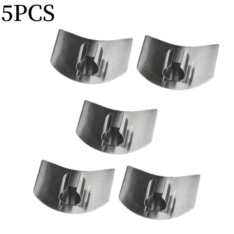 TEMU 5pcs, Stainless Steel Finger Guards - Reusable Kitchen Safety Tools For Slicing, Durable Cutting Protectors, Curved Design, Enhanced Finger