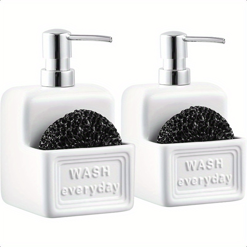 Shinowa Kitchen Soap Dispenser Set, Hand And Dish Soap Dispenser Set With Tray, 2-Pack Thick Glass Soap Dispenser For Kitchen & Bathroom, Soap And