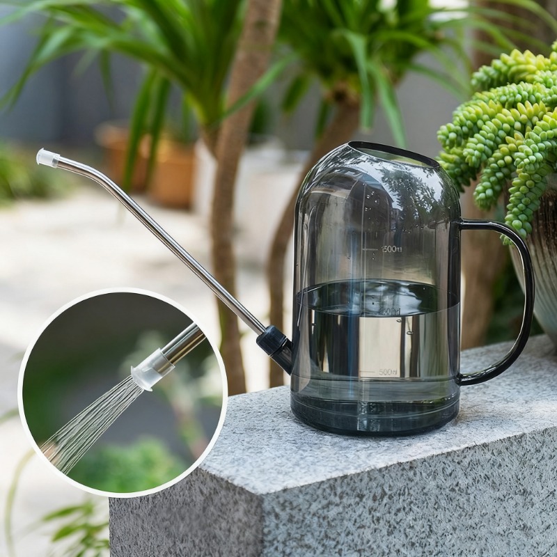 E-shop 67,63 oz Edelstahl-Gießkanne mit langem Ausguss | Langlebige Kunststoffstruktur für Zimmer- & Gartenpflanzen, Blumentöpfe | Modernes