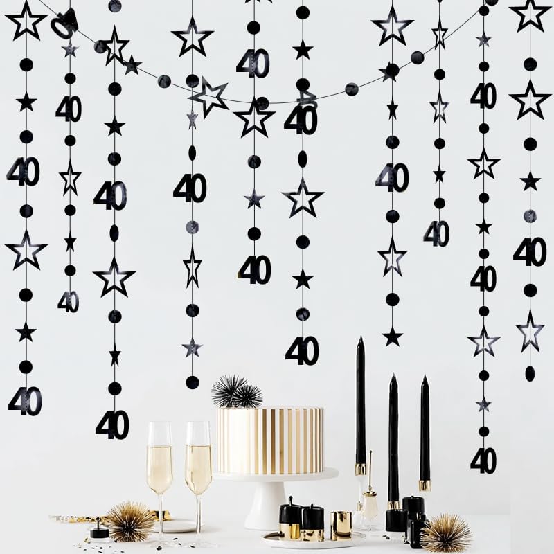 1pc Rose Golden 40th Birthday Garland Rose Golden 40 Streamer Fabulous 40th Birthday Party Hanging Ornament For Women Old Over Party Decorations, 40th Anniversary