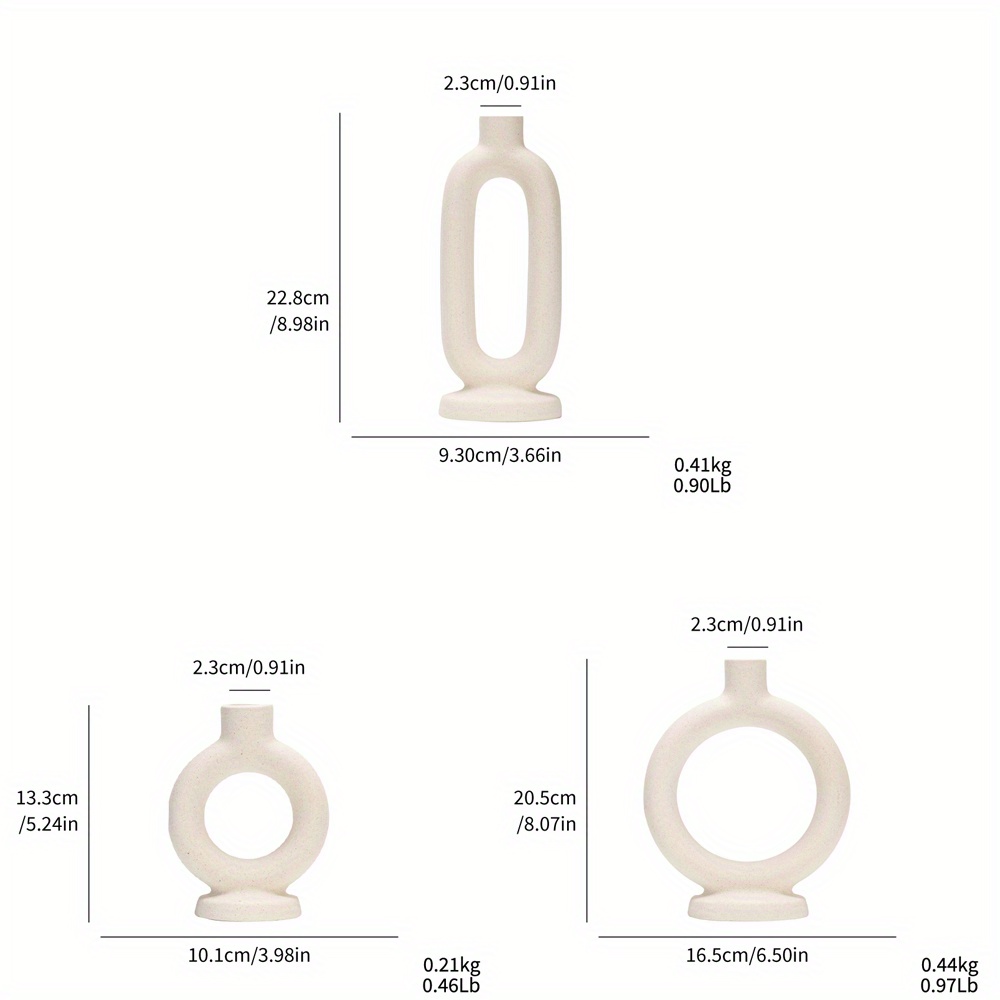 1pc Elegant Ceramic Candle Holder - Modern Minimalist Tabletop Decor with Open Circle Design, Beige/Neutral Tones for Dining Room, Living Room, Office - Durable Ceramic Construction, Compatible with Real or Electronic Candles - Home Decoration Cente