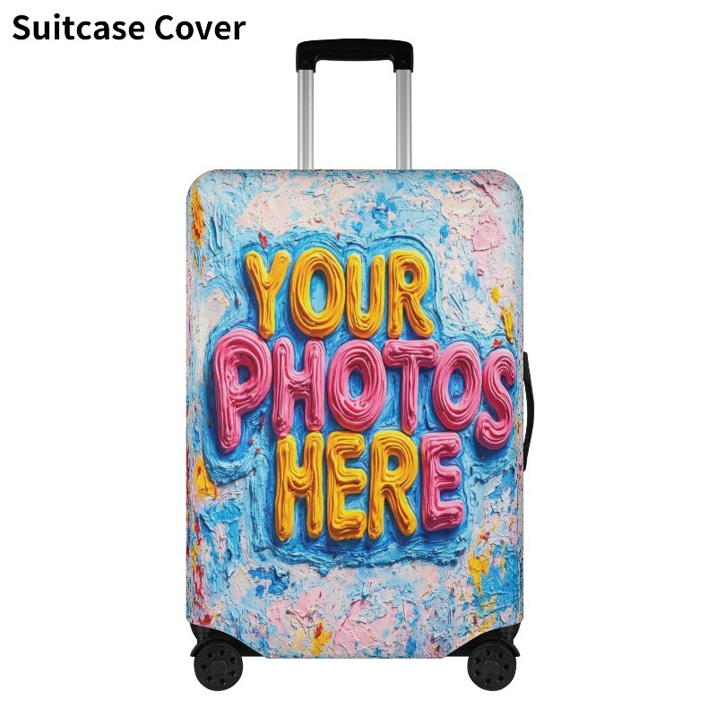 TEMU Luggage Cover, Personalized Suitcase Cover, Suitcase Protector Add Your Design Washable Elastic Baggage Covers For Business Vacation 18-30 Inch