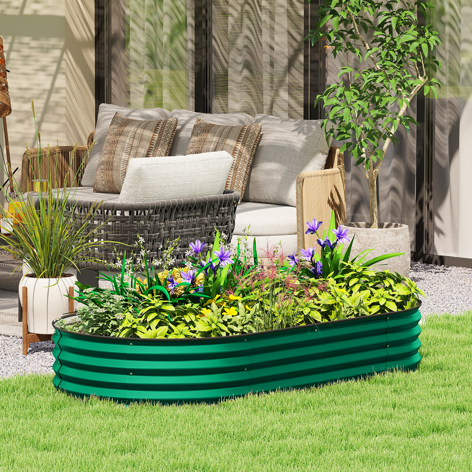 TEMU Bac à légumes surélevé Outsunny, bac à plantes galvanisé 6' x 3' x 1', vert