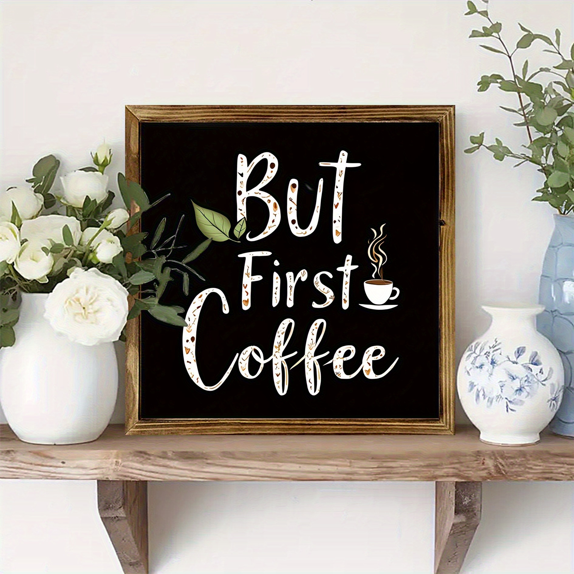 2d Flat, Recycled Wood Wall-mounted Coffee Decor - " Coffee" Sign With Coffee Beans, Rustic & Living Room Art, Gift Suitable For (no Electricity Needed), 2d Flat