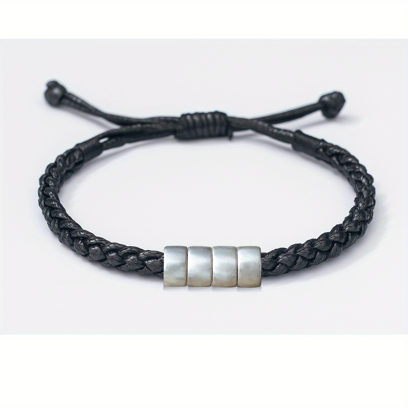 TEMU 1pc Personalized Custom Rope Bracelet, Engravable Name Text Pattern, Retro Couple Commemorative Gift, Black/coffee/pink , Ideal For Valentine's