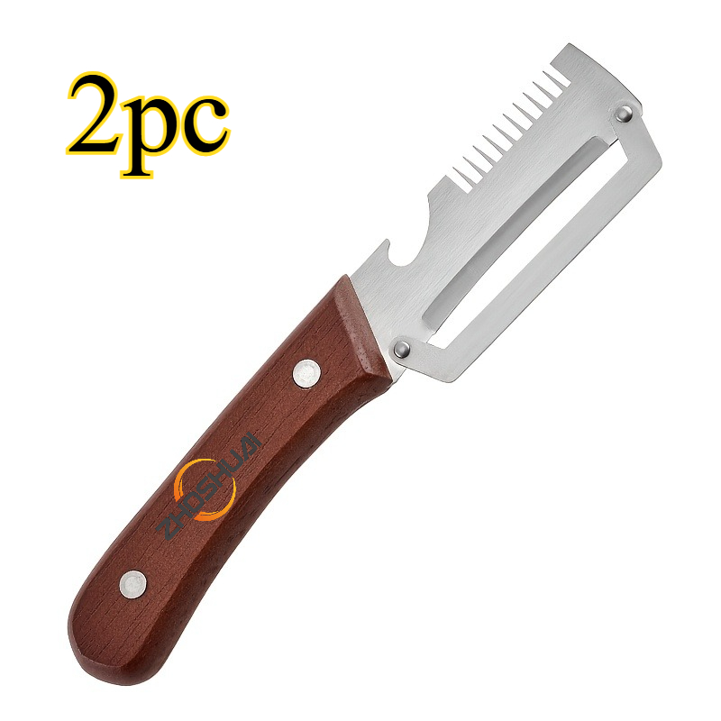 Image of 2pcs Wooden Handle Scallion Artifact For Household Multifunctional Vegetable Cutting, Squid Cut Flower Kitchen Small Tool, Scallion Sharp Peeling Tool