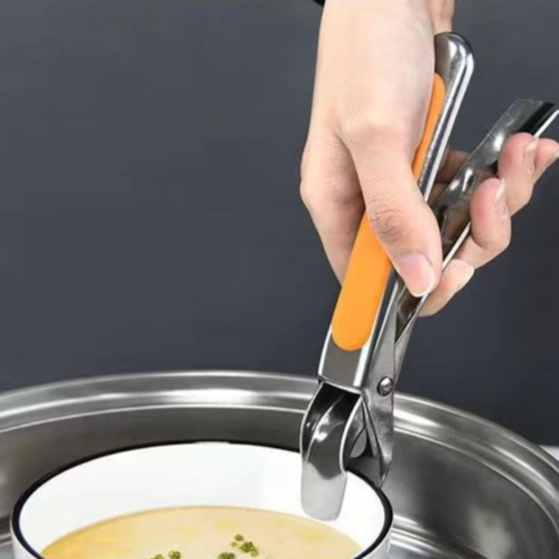 2 pack stainless steel heat resistant tongs non slip heavy duty anti   gripper for bowls plates dishes Product details 4