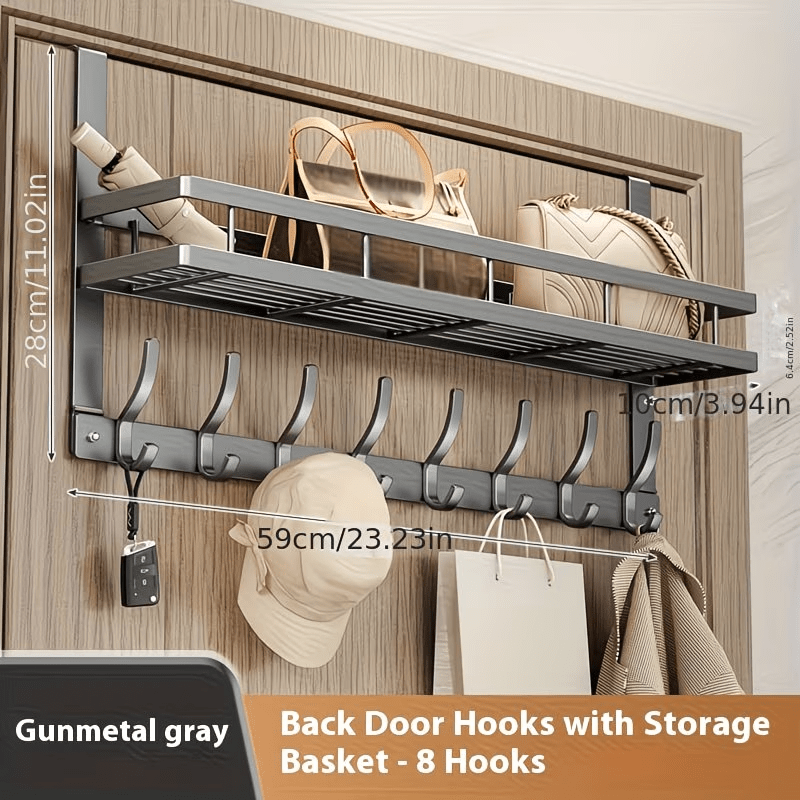 TEMU Heavy-duty Over-the-door Organizer With No Drill Hooks - Space-saving Door Hanging Rack Suitable For Bedroom, Bathroom, Entryway, Closet - Door