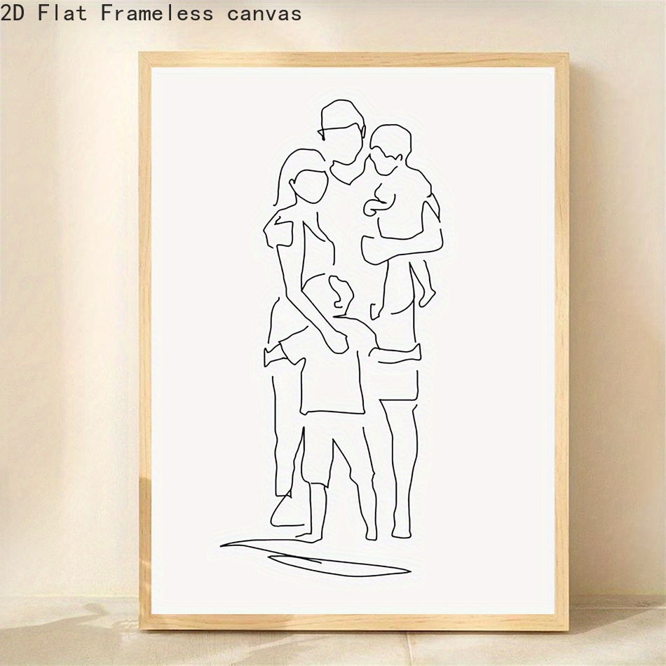 TEMU 2d Flat, 2d Flat, Frameless Art Canvas Wall Decoration In 2d Flat Design - 30.48x40.64 Cm Minimalist Black And White Line Drawing Poster, Canvas
