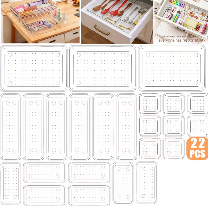 Plastic Office Desk Drawer, Drawer Organizer Set, Divider Tray, Dressing Table Storage Box, Cosmetics, Jewelry, And Small Tools Box, Bathroom, Bedroom, Transparent(new Storage Box/ Suitable For )