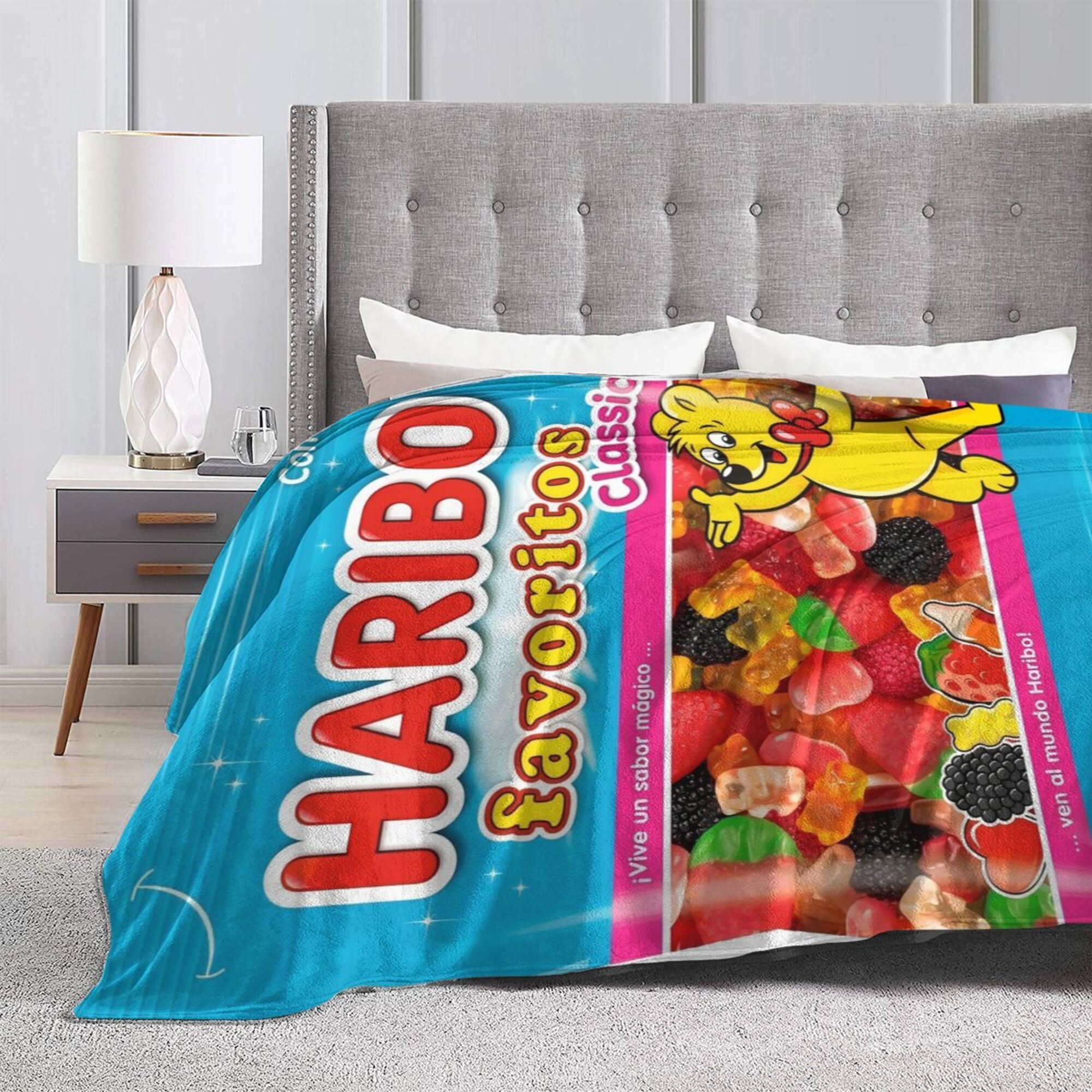 

Haribo Favorites Plush Throw Blanket - Soft, Warm & Lightweight For Couch, Bed, Travel, Camping, Office Chair | Flannel Blanket In Colors, Polyester, Sizes