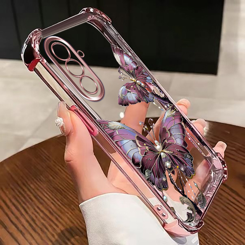 TEMU Phone Case: Luxury 2 Butterflies Dancing Pattern Phone Case For Galaxy A57 5g,galaxy A37, Soft Case Minimalist Fashion Four-corner Shockproof