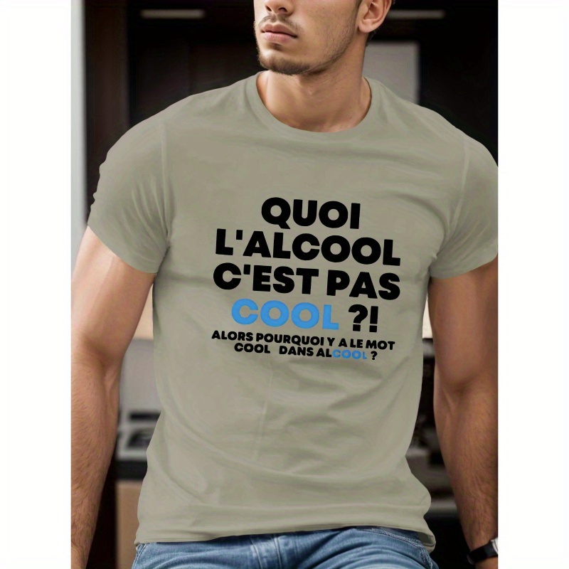 

T-Shirt Décontracté pour Homme à Col Rond, Tissu en 100% Polyester, Coupe Régulière, avec Motif Géométrique, pour l'Été