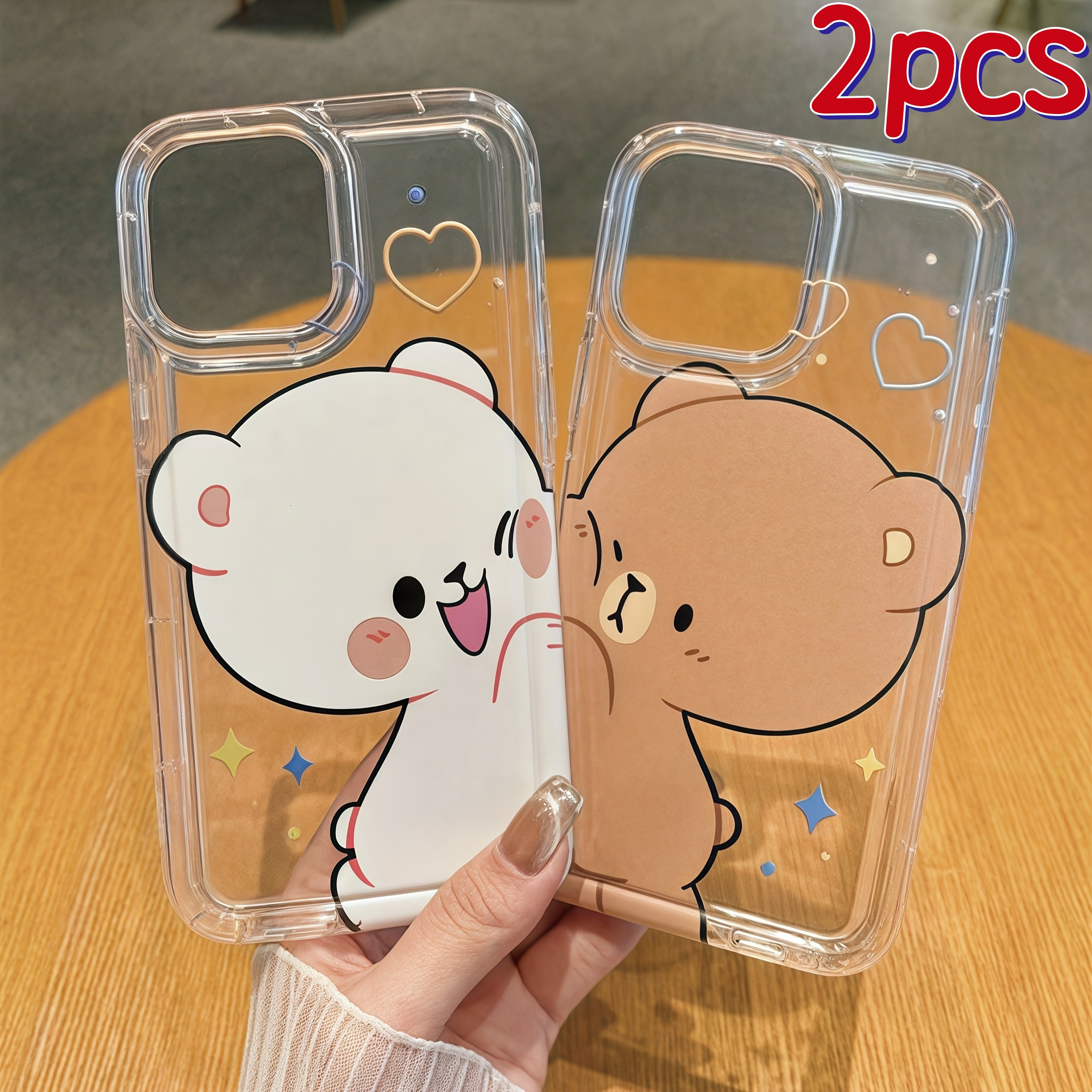 TEMU A Set Of 2 Versatile Transparent Phone Cases Featuring A Cute Cartoon , Compatible With Iphone Models 16, 15, 14, 13, 12, 11, Xs, Xr, X, 7, 8,