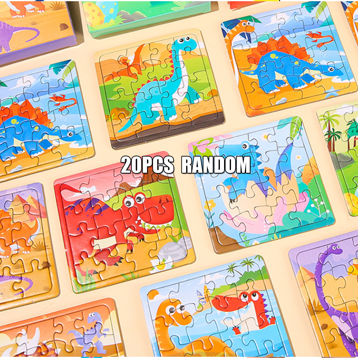 Image of 20pcs Dinosaur Theme Paper Jigsaw Puzzle Toys, Kids Party Favors, Kids Toys For Girls Boys, Party Favor Bags, Pinata Stuffers, Goodie Bags Stuffers For Kids, Treasure Box Toys For Classroom (random)