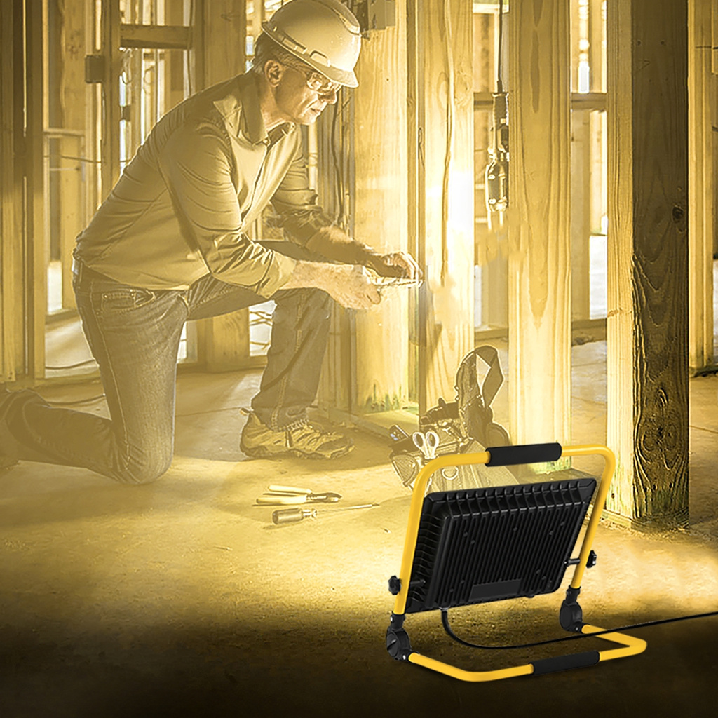 led work light, flood light, construction spotlight, building site spotlight, bracket and carrying handle for garden, garage Product details 2