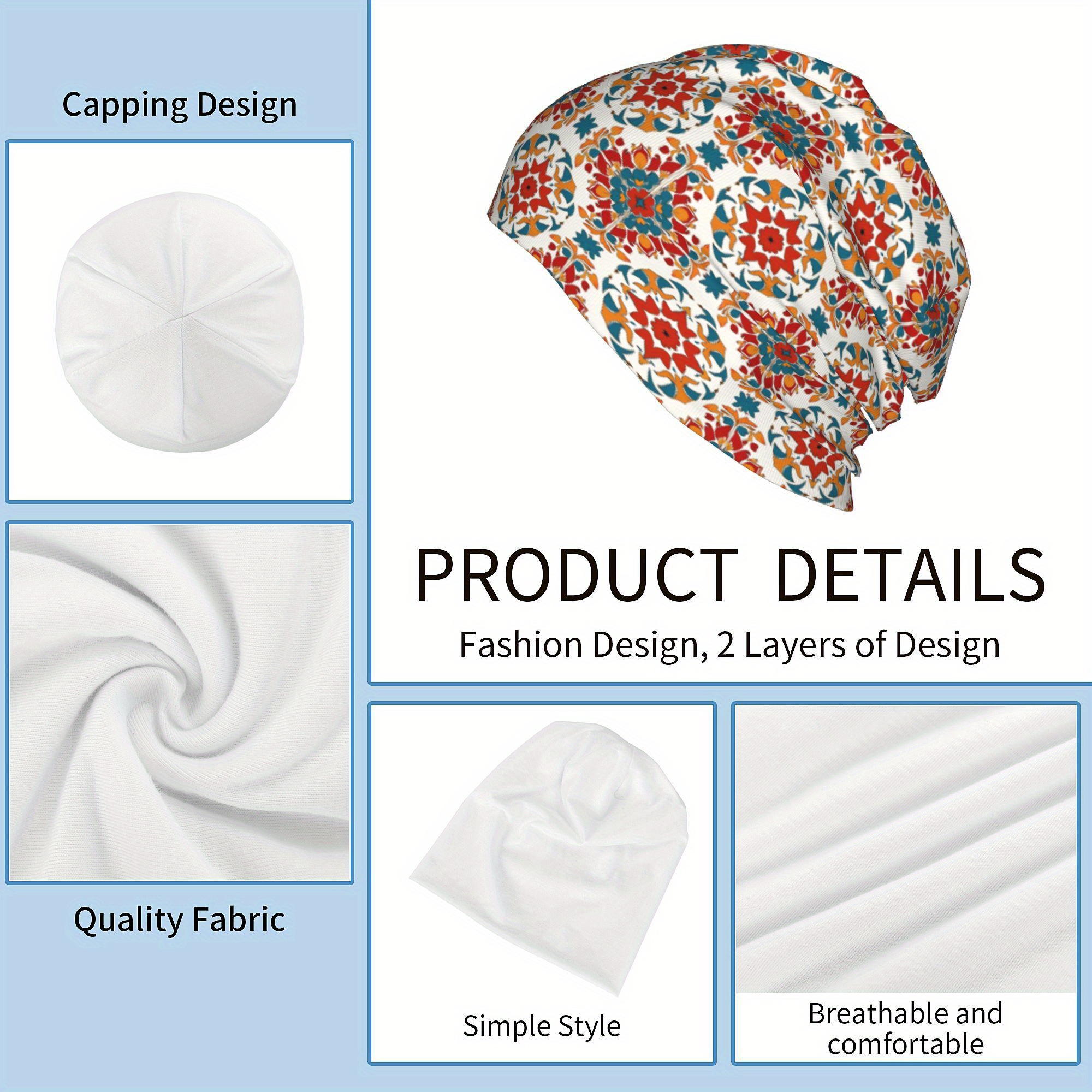 Stylish Floral Pattern Hat Set with Beanies & Earmuffs