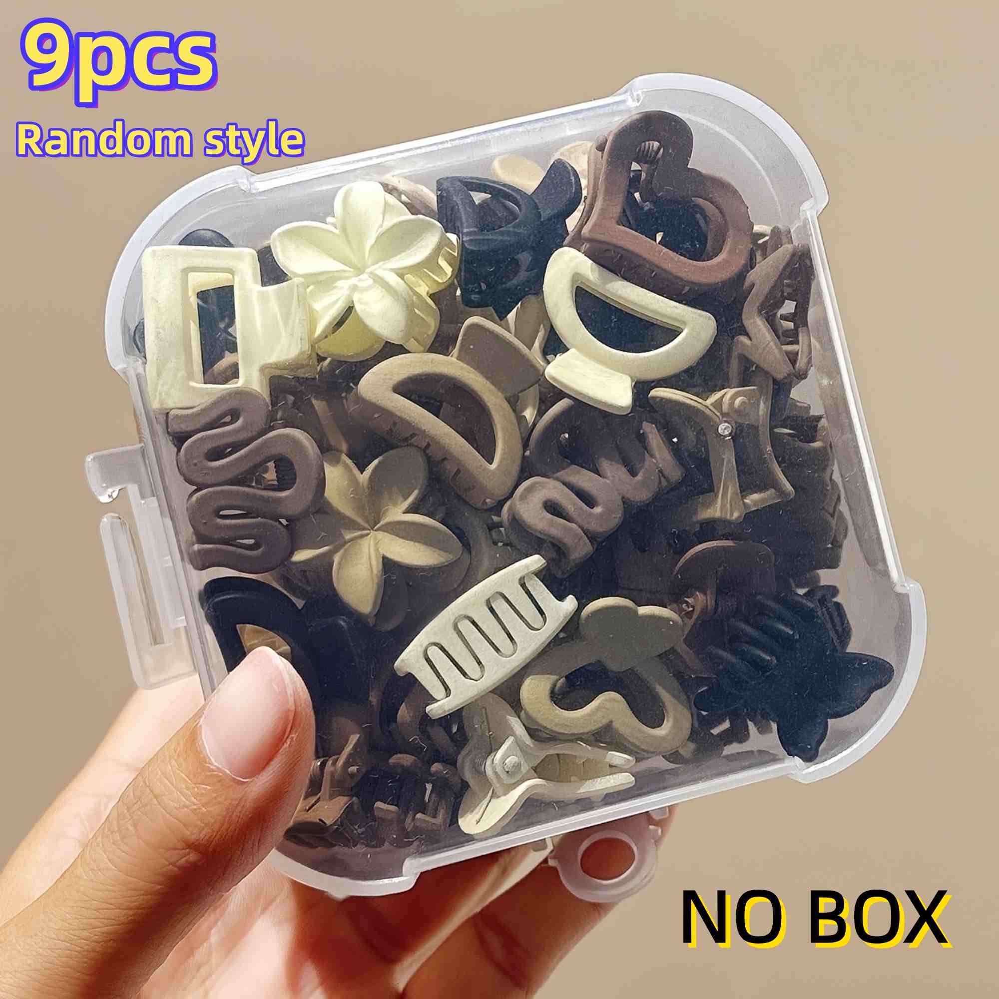 TEMU 9pcs Set Of Women's Elegant Hair Clips - Random Colors And Patterns, Multi-style Geometric And Floral Designs, Mixed Colors Durable Plastic Hair