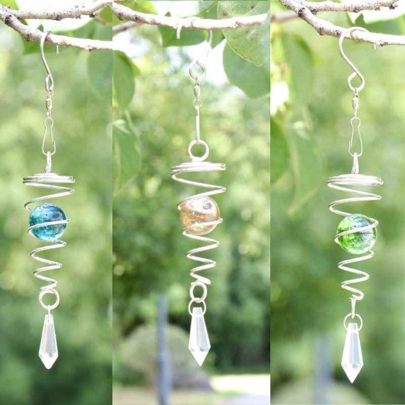 Image of 2/3pcs Of Spiral Tail Decorative Wind Spinners, Metal For Indoor And Outdoor Hanging, Equipped With A Rotating Hook For Garden Decoration