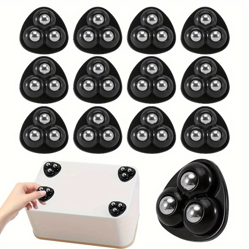 

12pcs 360° Rotatable Furniture Sliders With Non-slip Adhesive - Abs Plastic Casters For