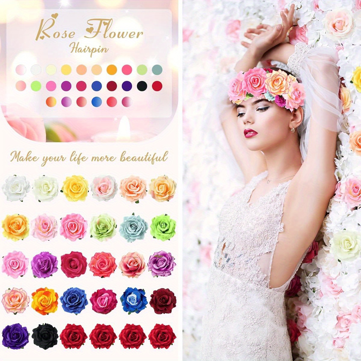 30pcs floral hair clips and pins   hairpins for wedding bridal hairstyles birthday prom beach parties non damaging   for brides floral arrangements everyday or special occasions ideal gift for women s prom   durable hair accessory Product details 4